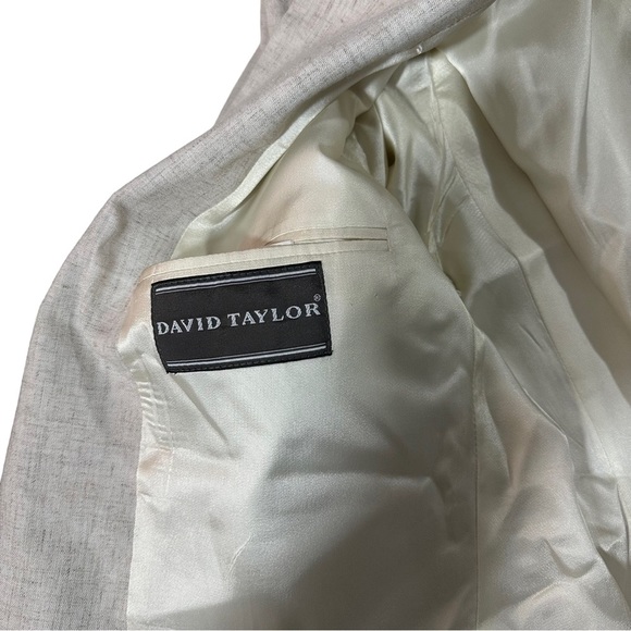 David Taylor Men Beige 100% Linen 2 Button Suit Jacket Sz 40R Sports Coat Pocket - Picture 9 of 14